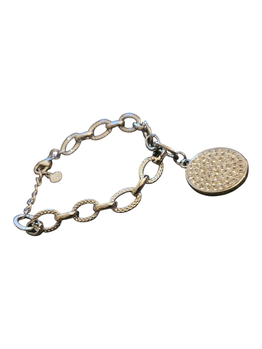 🥳4/$75!🥳 Silver-Tone Swarovski Pave Disc Link Bracelet
